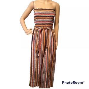 Altar’d State Jumpsuit Small Brown Red Orange Stripe EUC